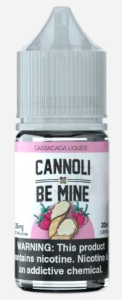 Intriguing image of an e-liquid bottle, prominently featuring the Vapemilitia brand and highlighting the sweet and romantic 'Cannoli Be Mine.' This visual representation seamlessly aligns with the page's context, offering a delightful glimpse into the premium vaping experience curated by Vapemilitia. 