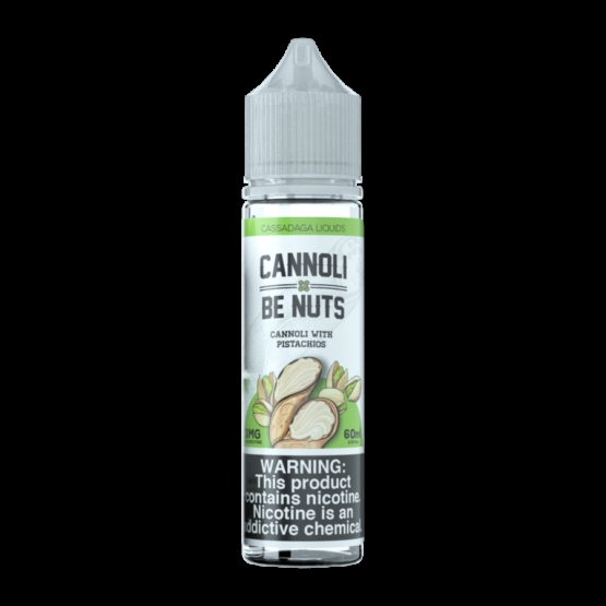 Intriguing image of an e-liquid bottle, prominently featuring the Vapemilitia brand and highlighting the delightful 'Cannoli Be Nuts.' This visual representation seamlessly aligns with the page's context, providing a flavorful glimpse into the premium vaping experience curated by Vapemilitia.
