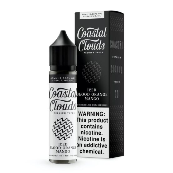 Intriguing image of an e-liquid bottle, prominently featuring the Vapemilitia brand and highlighting the invigorating 'Iced Blood Orange Mango' flavor. This visual representation seamlessly aligns with the page's context, offering a cool and tropical glimpse into the premium vaping experience curated by Vapemilitia.