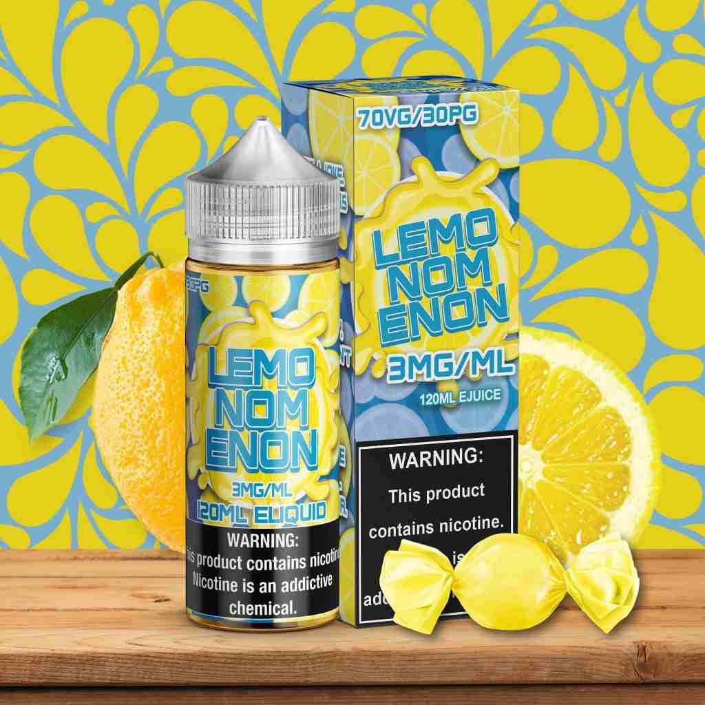 Intriguing image of e-liquid, prominently featuring the Vapemilitia brand and highlighting the zesty 'Lemonomenon.' This visual representation seamlessly aligns with the page's context, offering a citrus-infused and flavorful glimpse into the diverse and satisfying vaping experience curated by Vapemilitia.