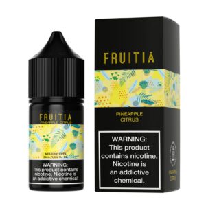 Intriguing image of e-liquid, prominently featuring the Vapemilitia brand and highlighting the refreshing 'Pineapple Citrus Twist.' This visual representation seamlessly aligns with the page's context, offering a tropical and zesty glimpse into the diverse and flavorful vaping experience curated by Vapemilitia.