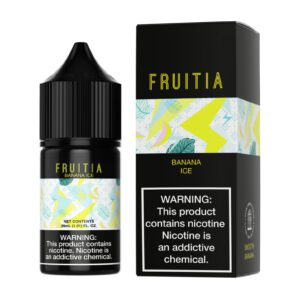 Intriguing image of e-liquid, prominently featuring the Vapemilitia brand and highlighting the velvety 'Smooth Banana Ice.' This visual representation seamlessly aligns with the page's context, offering a cool and fruity glimpse into the diverse and satisfying vaping experience curated by Vapemilitia.